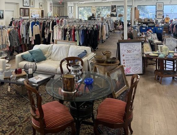Racks of vintage and designer clothing